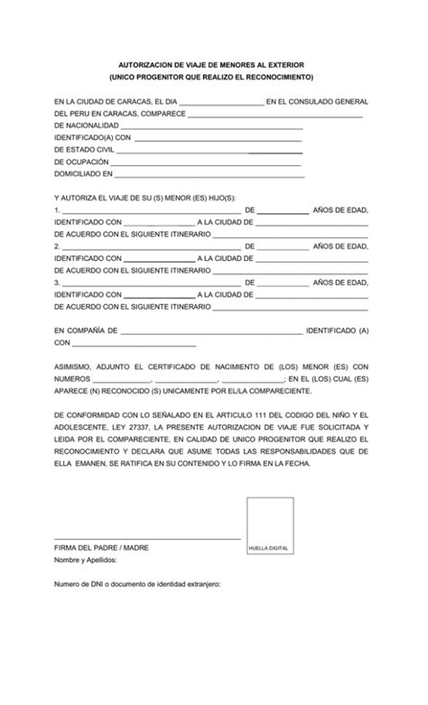 Autorizacion De Viaje De Menores Al Exterior