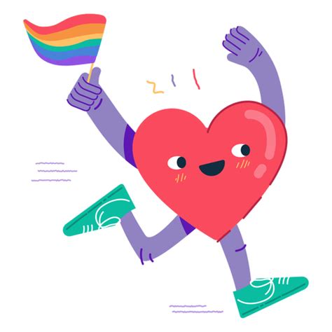 Running Heart With Lgbtq Flag Character Transparent Png And Svg Vector File