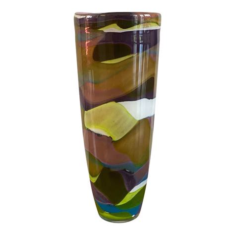 Mid Century Modern Tall Art Lithuanian Murano Glass Vase Signed Chairish