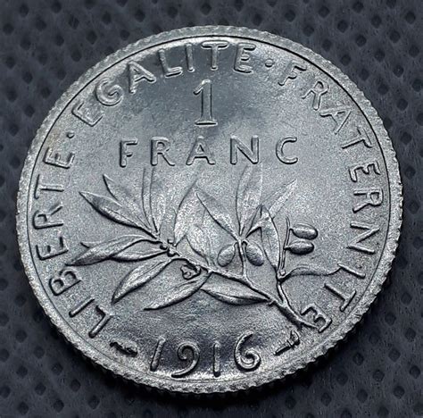 1 Franc 1916 France Silver Coin Republique FranÇaise Original Silver