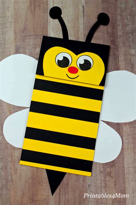 Bumble Bee Paper Bag Puppet With Printables Printables 4 Mom