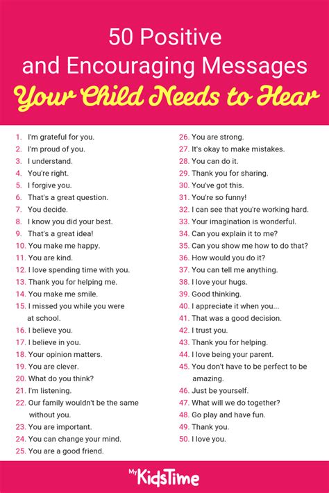 50 Positive And Encouraging Messages Your Child Needs To Hear