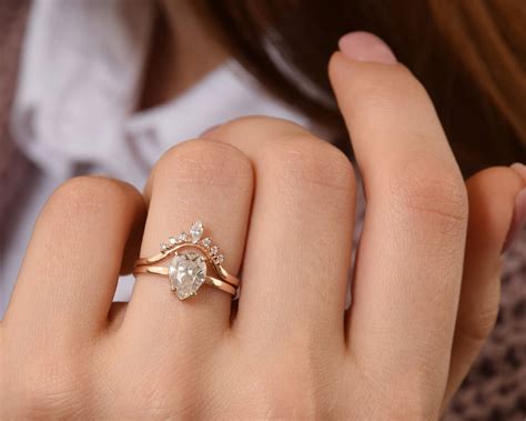 Unique Promise Rings Set For Her Simple Dainty 14k Rose Etsy UK