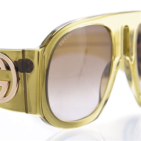 gucci oversized aviator sunglasses gg0152s yellow 343332 fashionphile