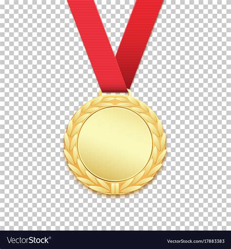 Gold Medal Isolated On Transparent Background Vector Image