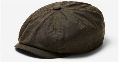 Stetson Hatteras Newsboy Cap Waxed Cotton Dark Brown For Men Lyst