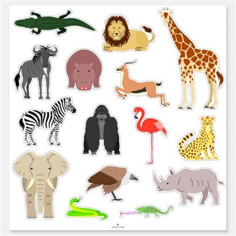 African Wild Animals Sticker Set Animal Stickers