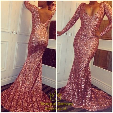 Finally, lace long sleeves can embellish and elevate just about any wedding dress in unexpected ways for an. Pink Open Back V Neck Long Sleeve Sequin Floor-Length ...