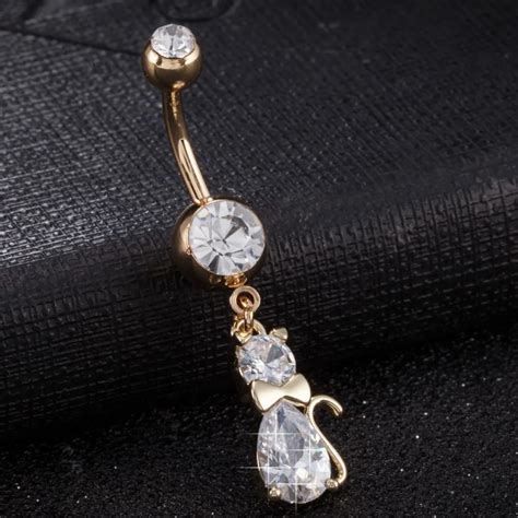 Fashion Body Jewelry Crystal Rhinestone Water Drop Circle Cz Stone Navel Piercing Bell Button