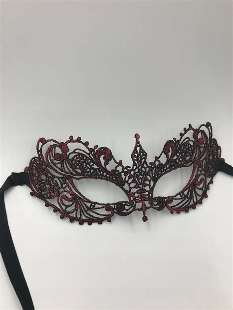 Masquerade Mask Lace Mask Red Masquerade Lace Mask Fit For Etsy Uk