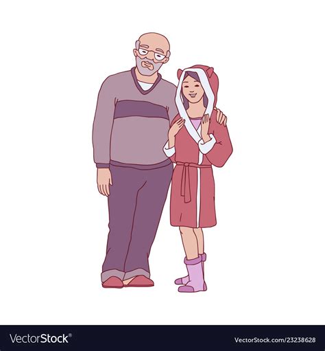 Cartoon Father Hugs Daughter Girl At Home Vector Image