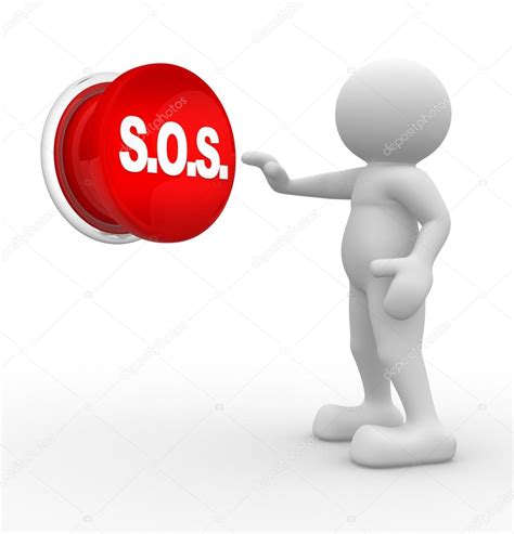 Sos stock is not worth 12 times revenue. Human character pressing button sos — Stock Photo ...