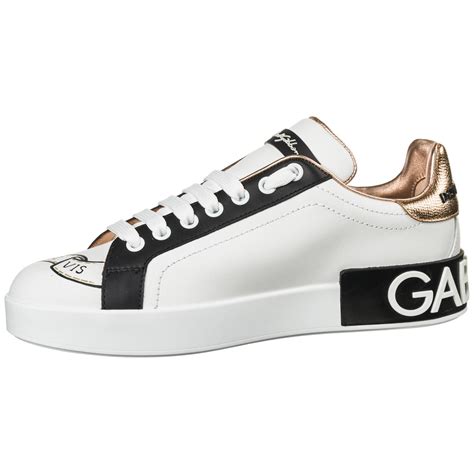 Dolce And Gabbana Leather Branded Sneakers White Lyst