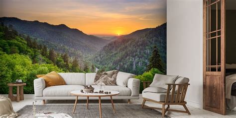 Sunset At The Newfound Gap In The Great Smoky Mountains Wallpaper Mural