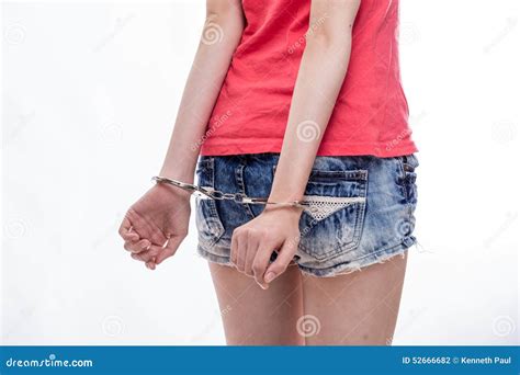 Woman With Hands Cuffed Stock Photo Image Of Back Arrest 52666682
