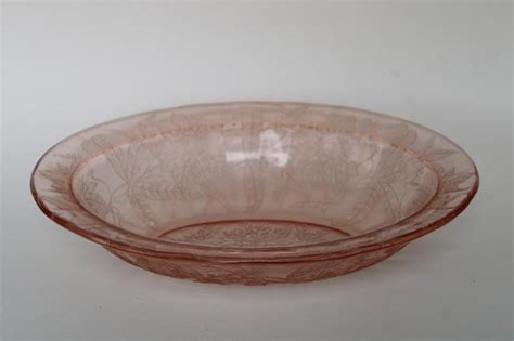Vintage Pink Depression Glass Oval Bowl Jeannette Glass Poinsettia Floral Pattern
