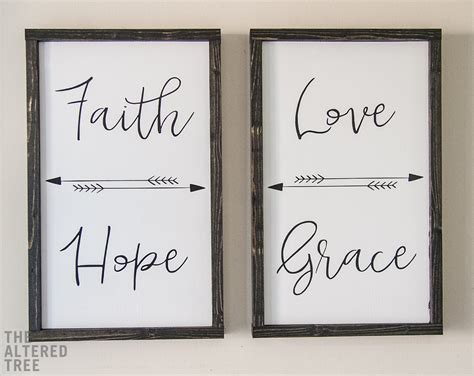 Faith Hope Love Grace Vertical 21x13 Framed Wood Signs