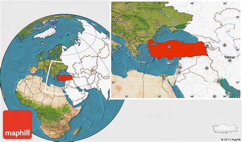 Satellite Location Map Of Turkey Highlighted Continent