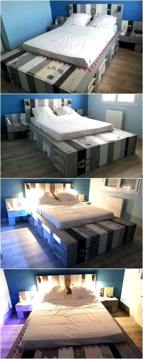 Repurposed Wood Pallets Giant Bed Pallet Ideas