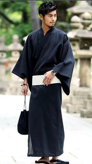 Mens Shijira Ori Yukata Black Pac West Kimono