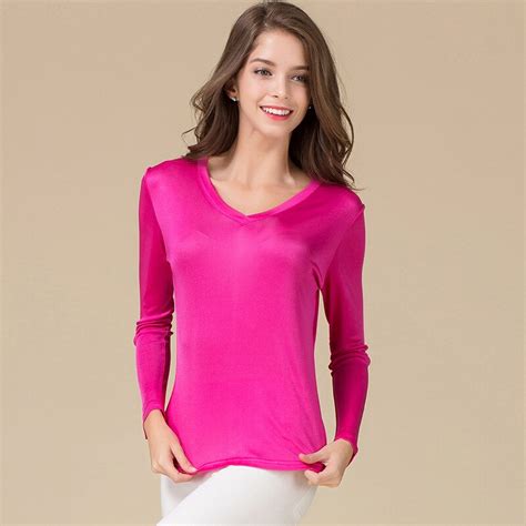 Summer Women 100 Real Silk Full Sleeve T Shirt Casual Knitted Shirts