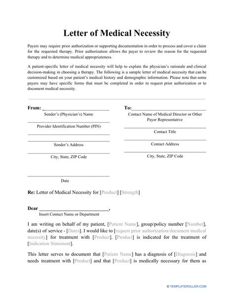 Letter Of Medical Necessity Template Word