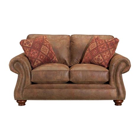 Broyhill Lauren 2 Brown Faux Leather Loveseat And Pillows 14292687