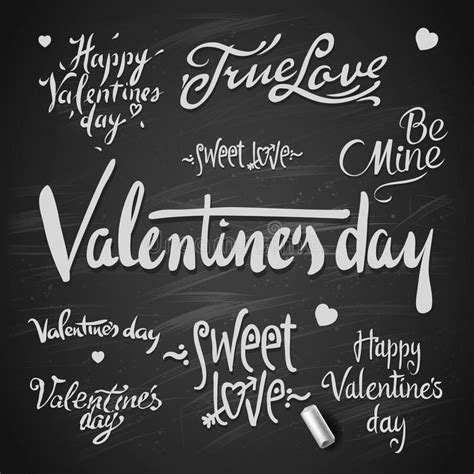 Set Of Happy Valentine S Day Hand Lettering Stock Vector Illustration