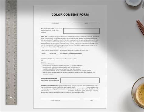 Hair Stylist Salon Client Color Consent Printable Form Pdf Consent