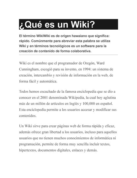 Qué Es Un Wiki ¿qué Es Un Wiki El Término Wikiwiki Es De Origen