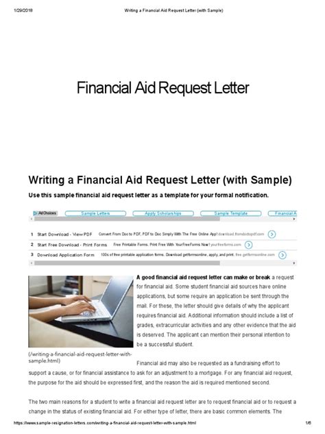 Writing A Financial Aid Request Letter With Sample Pdf Aids