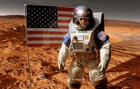 Astronaut On Mars With Us Flag Artwork Photograph By Detlev Van Ravenswaay