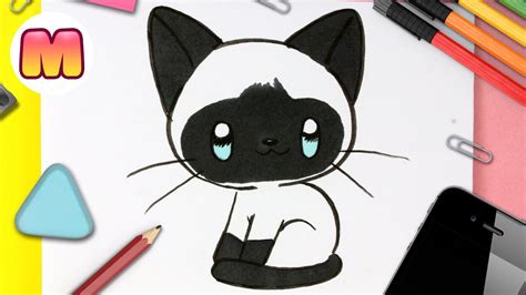 Como Dibujar Un Gato Siames Kawaii Dibujos Faciles Kawaii Dibuja Un