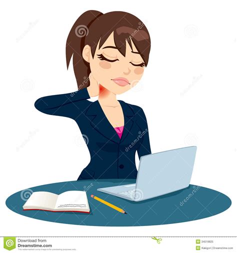 This study surveyed 15 companies in zhejiang province, china. Neck Pain Working stock vector. Illustration of female ...