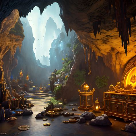 Cave With Treasure View From Inside Treasures Chests Gold C