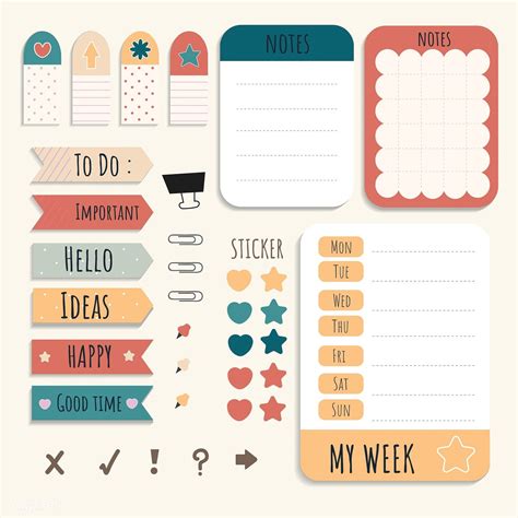 Cute Sticky Note Papers Printable Set Free Image By