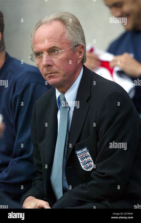 England Manager Sven Goran Eriksson On The Bench During Their Stock Photo Alamy
