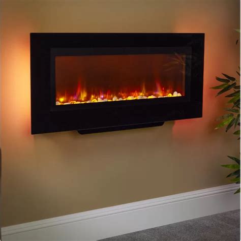 This Santos Wall Mounted Electric Fire With A Contemporary Black Fascia