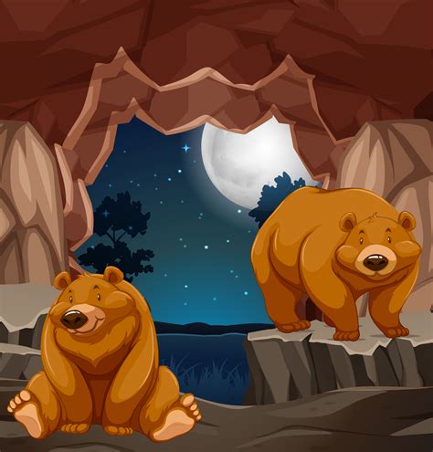 Two Brown Bears In Cave 296606 Vector Art At Vecteezy