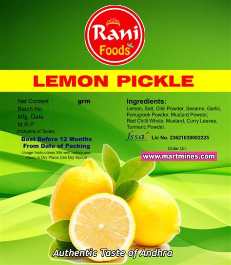 Lemon Pickle Nimakaya Pachadi Veg Pickles Hyderabad Martmines