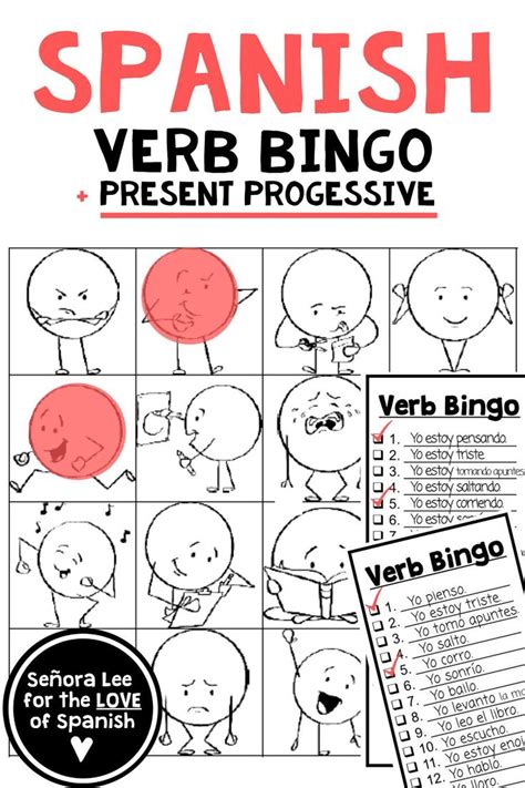 Spanish Verbs Bingo Game Present Progressive