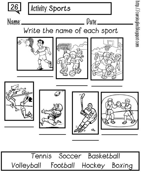 Aprende a decir los deportes en inglés. 26.+Sports.jpg | Ejercicios de ingles, Taller de ingles ...