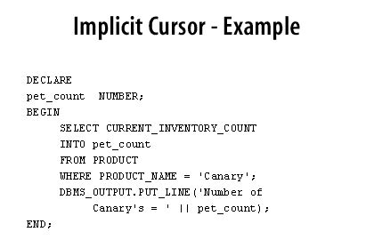 Pl Sql Implicit Cursors Description