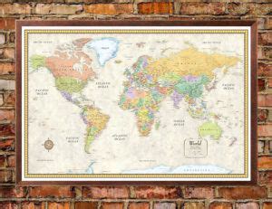 Smithsonian Journeys World Wall Map Tan Ocean Special Edition Wall