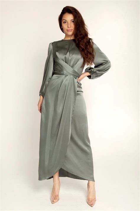 Feel More Confident Than Ever Before In The Satin Wrap Maxi Dress With