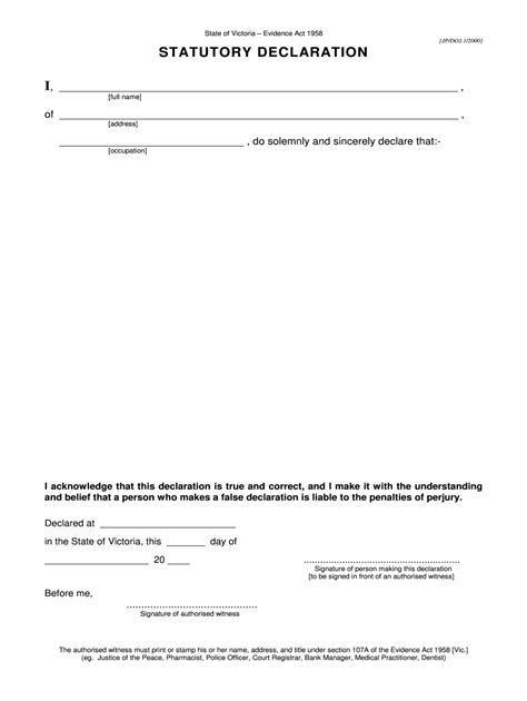 Printable Stat Dec Form Victoria Printable Forms Free Online