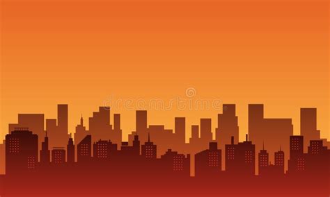 City Modern Building In The Afternoon With Sunset Stock Illustration