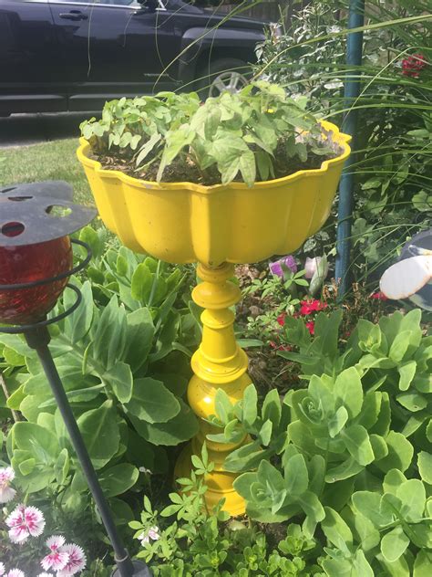 Bundt Pan Planter W Lamp Base Garden Junk Diy Garden Decor Diy Garden