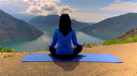 Woman Making Morning Yoga On Cliff Sitting Stock Footage Sbv 336124483