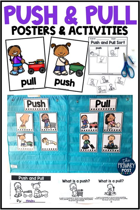 The harder the push, the further the item goes. Push and Pull Posters and Activities | Pushes, pulls, Activities, Teaching science